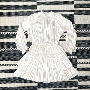 NWT White Musette Satin Pleated Dress